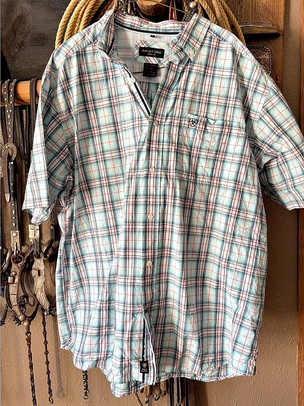 Ariat Plaid Button-Down Shirt in Blue & Pink
